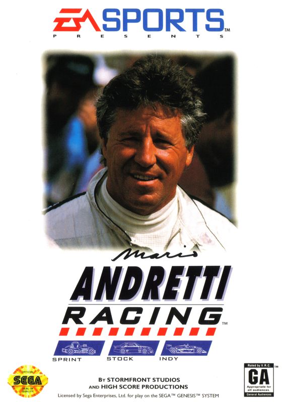Mario Andretti Racing box art for Sega Mega Drive